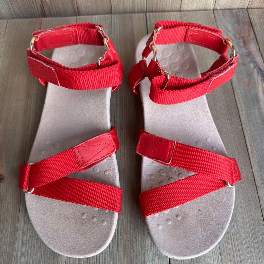 Vionic Candace Red Adjustable Strappy Orthotic Sandals Womens 8 TVW5368-1